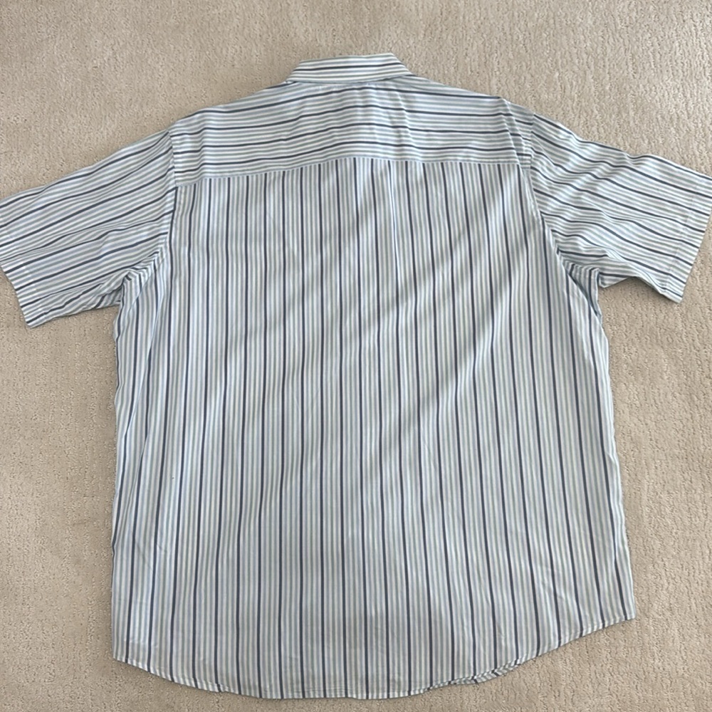 Austin Reed Men’s XL Short Sleeve Button Down 100% Cotton  Blue Striped Shirt‎ - Picture 7 of 12